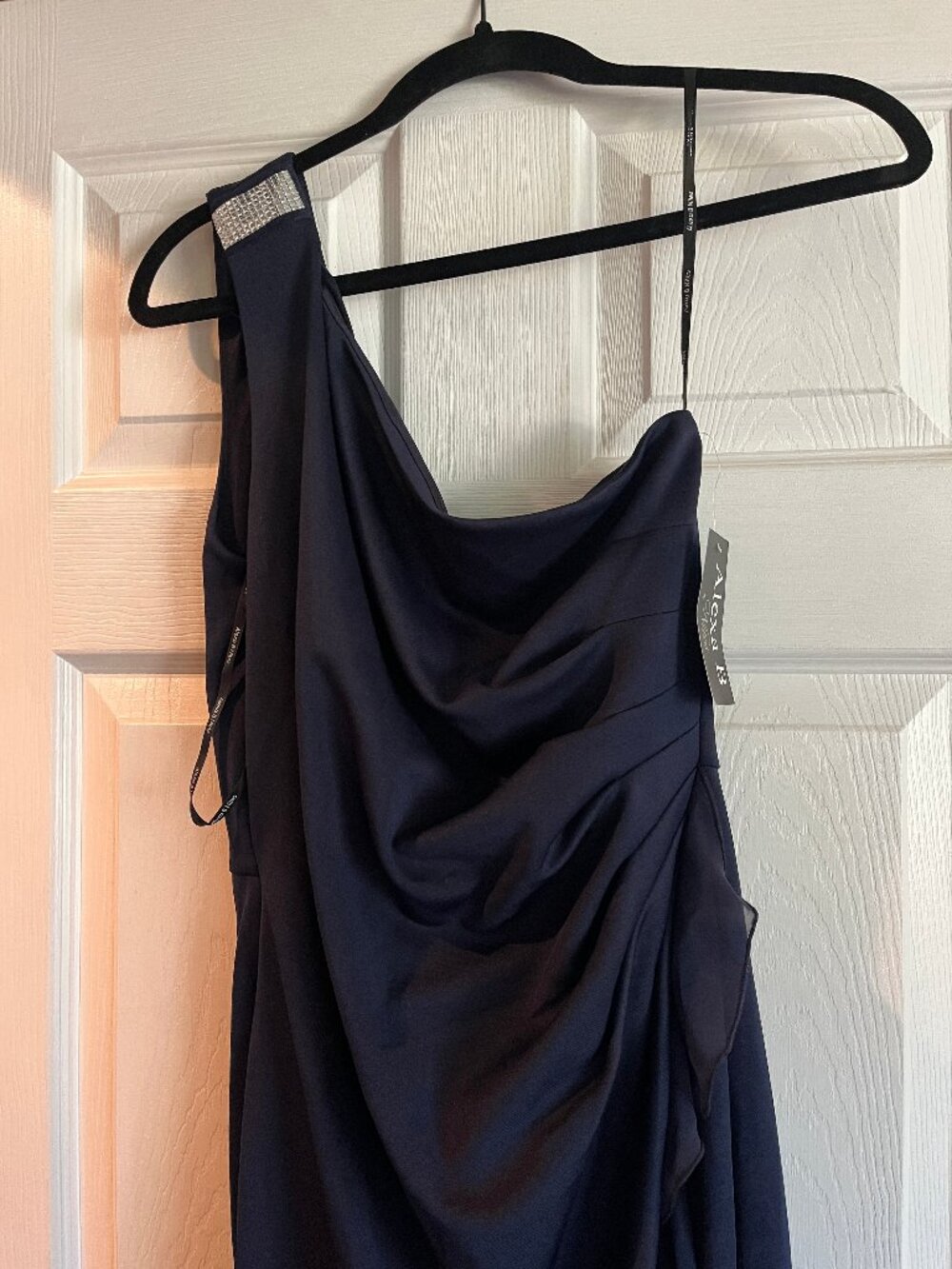 NEW w tags! Casual Alexa B Navy Blue One Shoulder Knee Length Dress sz 12 Ross
